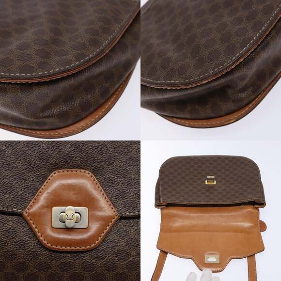 CELINE Macadam Canvas Hand Bag Pvc Leather Brown Gold - Picture 11 of 13